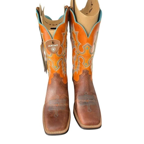 Ariat Tombstone Leather Western Marigold Boots Womens 9.5 Wide Brown New - Picture 2 of 10